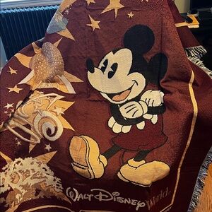Disney Maroon Mickey Mouse Tapestry Blanket